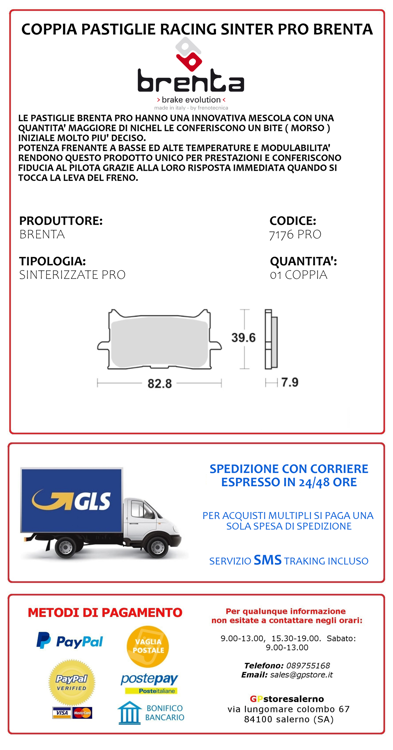 Immagine di 7176 PRO COPPIA PASTIGLIE BRENTA RACING SINTERIZZATE PRO HONDA 750 NSS FORZA DCT ABS E5 DAL 2021 AL 2024