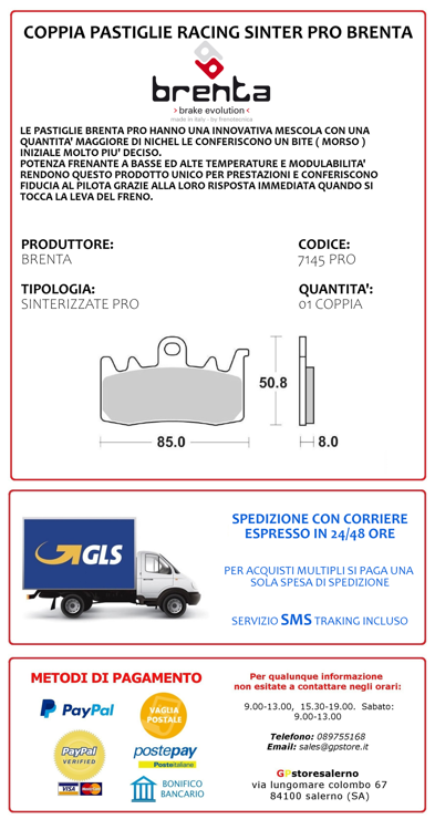 Immagine di 7145 PRO COPPIA PASTIGLIE BRENTA RACING SINTERIZZATE PRO BENDA 700 LFS DAL 2023 AL 2024