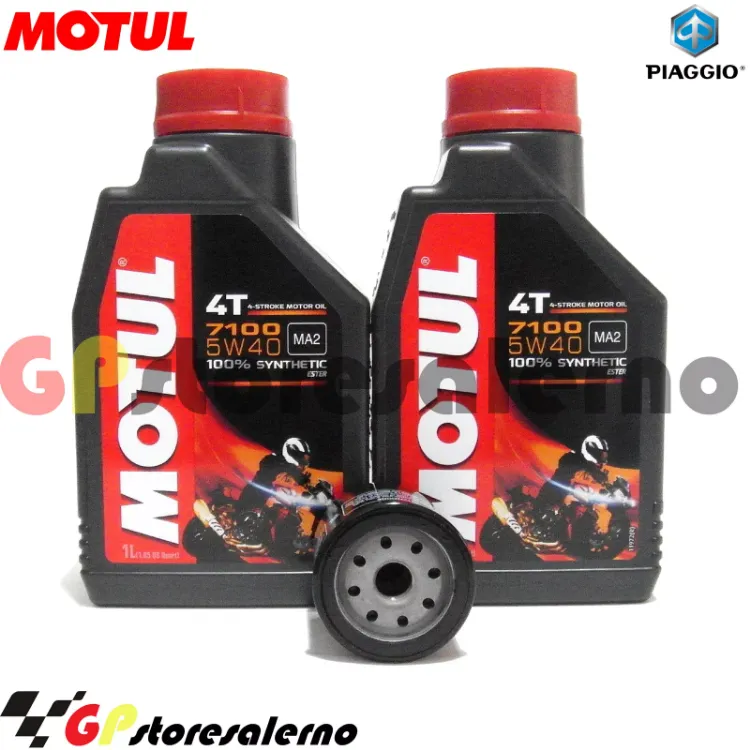 Immagine di KIT TAGLIANDO OLIO + FILTRO MOTUL 7100 5W40 2L PIAGGIO 125 VESPA ET4 DAL 2000 AL 2005